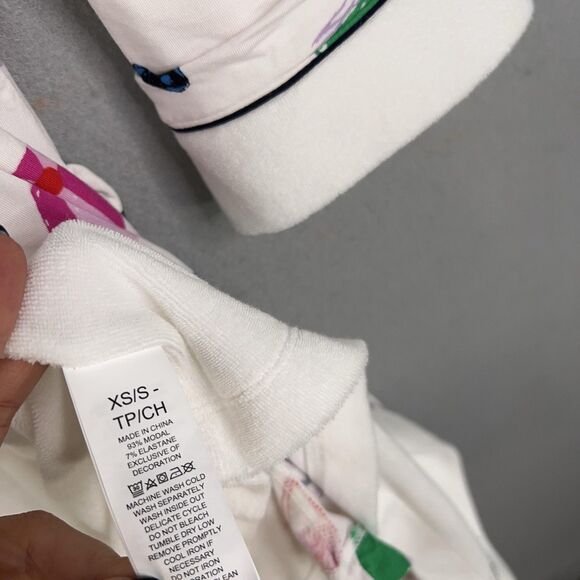 Kate Spade Robe Womens XS/S White Beach Print Terry Summer Swim Resort Vacation - Picture 6 of 16